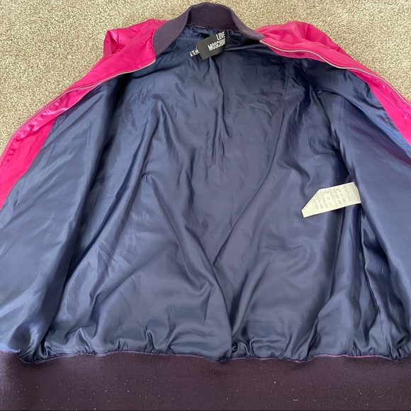 LOVE MOSCHINO Long Bomber Jacket Size 4 Pink Satin - Picture 8 of 11